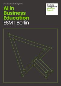 Green outlined web cursor on black background with the text "AI in Business Education: ESMT Berlin"